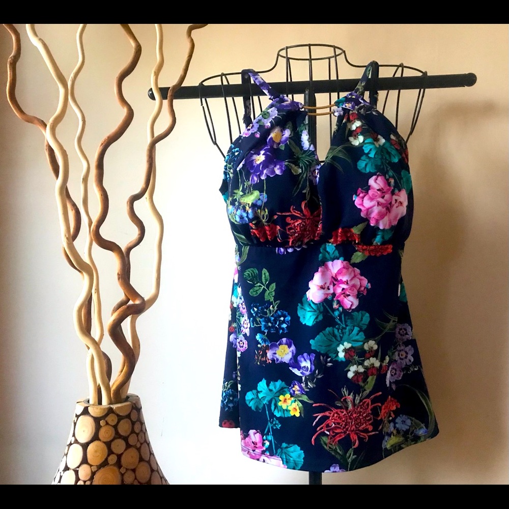 Bali Tankini Top Ruby Ribbon Sz 8 Garden Print
